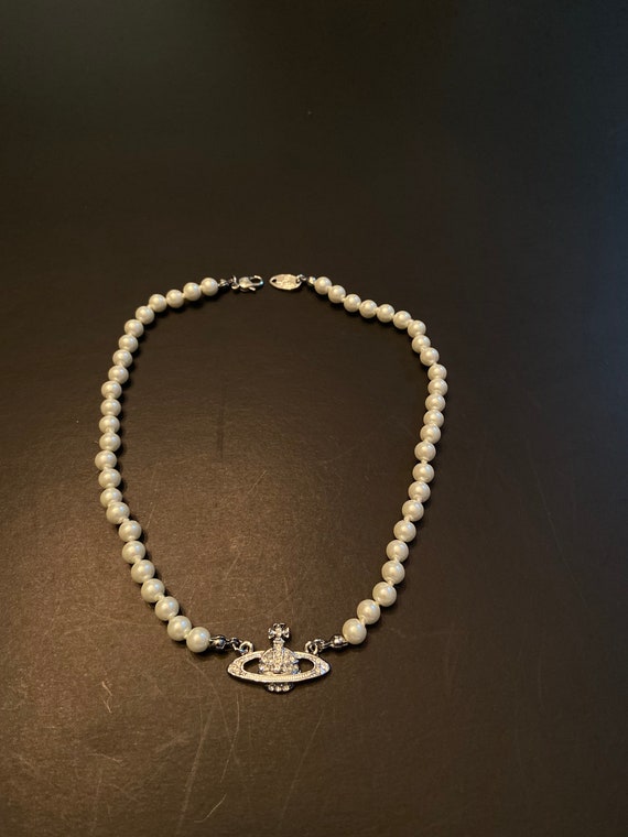 Vivienne Westwood Pearl Necklace Silver 