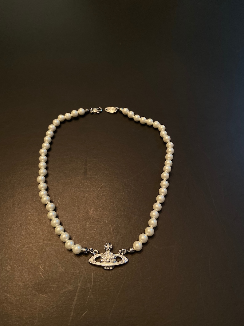 Vivienne Westwood Pearl Necklace Silver Etsy