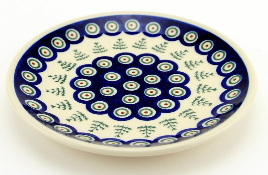7.5 Plate, Polish Pottery From Zaklady Boleslawiec in Peacock Pine