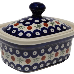 Butter Tub, Polish Pottery from Zaklady in Nature Pattern