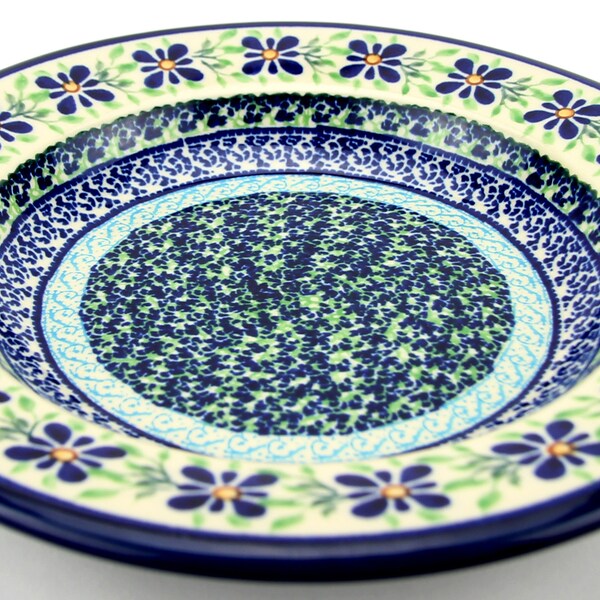 Polish Pottery Pasta Bowl 9.5 Inch Diameter in Sweet Violet Pattern from Zaklady Ceramiczne Boleslawiec