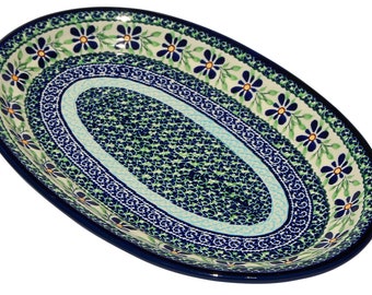 Polish Pottery Oval Platter, 12" x 8" - Zaklady Boleslawiec Ceramic Serving Dish