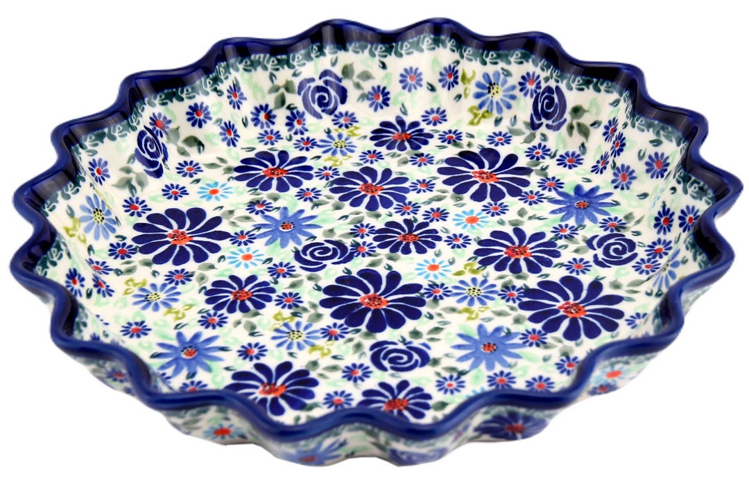 Polish Pottery Quiche Scalloped Pie Dish 10 Diameter Etsy
