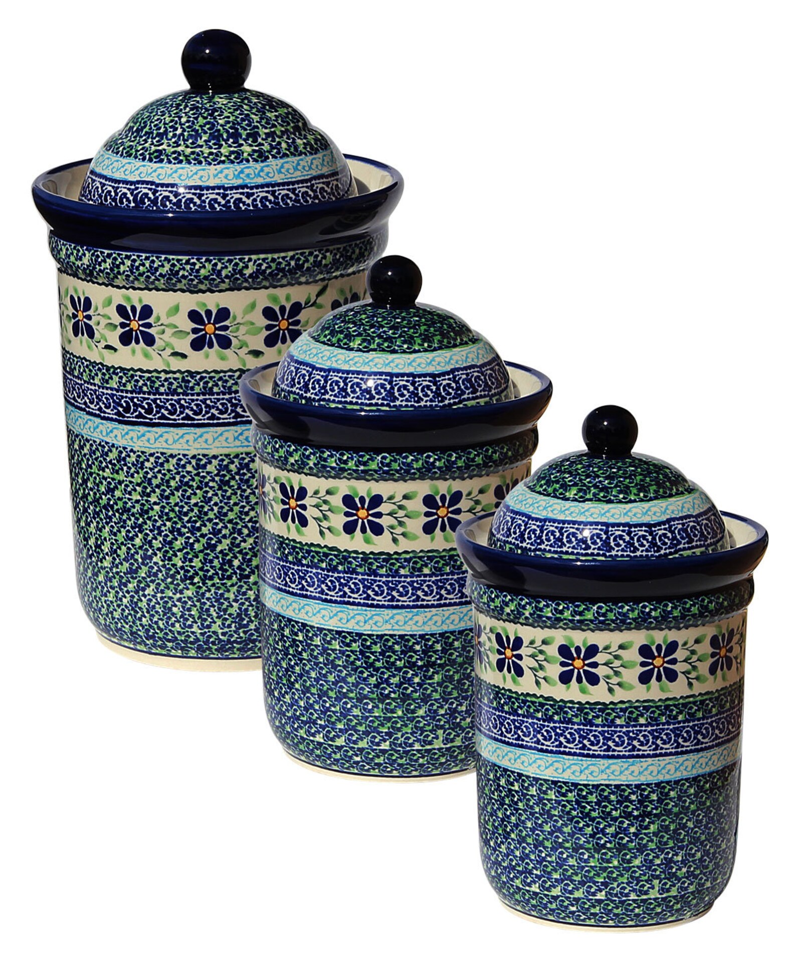 Canister Set 3 pieces Polish Pottery from Zaklady Boleslawiec Etsy
