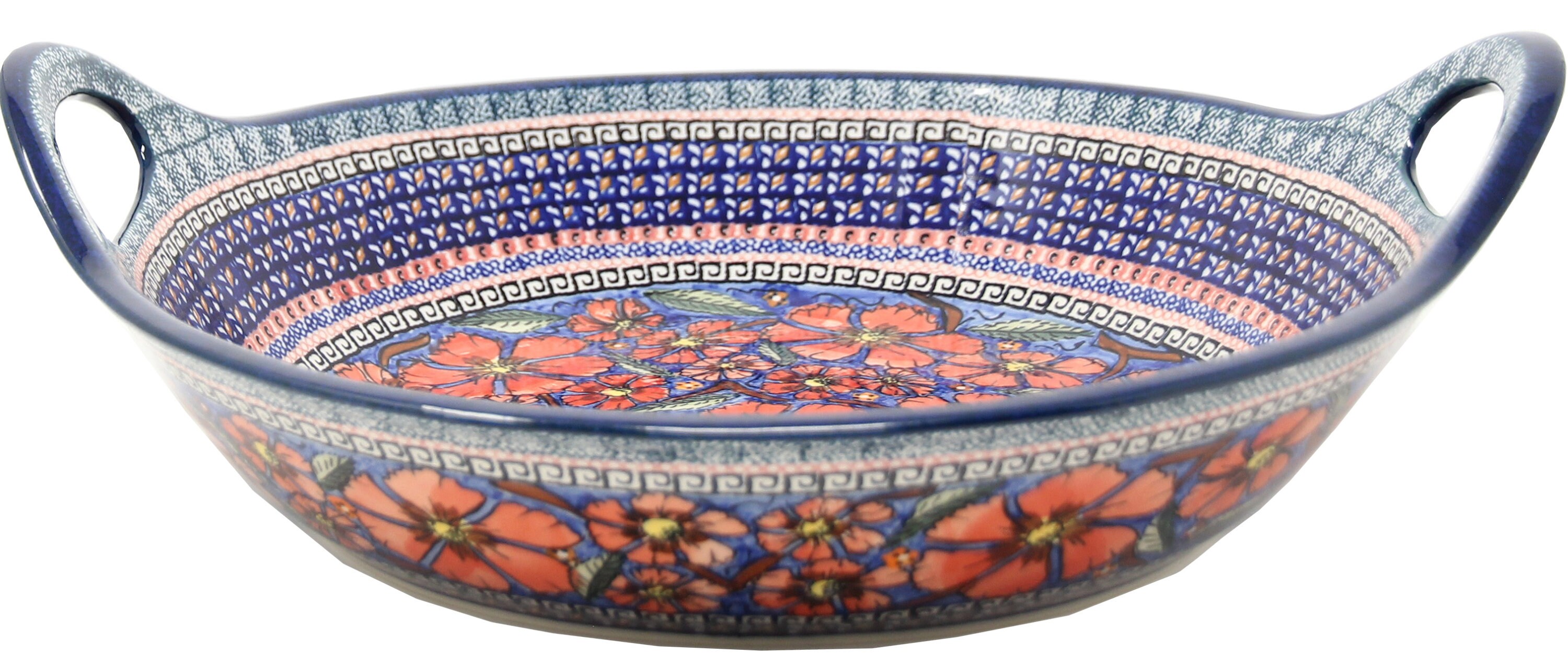 Large Serving Bowl with Handles Polish Pottery from Zaklady Etsy