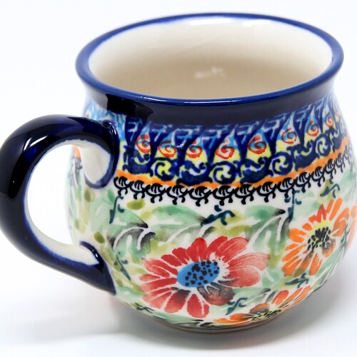 Mug 8 Oz. Polish Pottery in Nature Pattern Zaklady Boleslawiec - Etsy