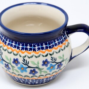 Mug 16 Ounces from Zaklady, Polish Pottery in Blue Blossom Pattern