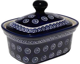 Butter Tub, Polish Pottery from Zaklady