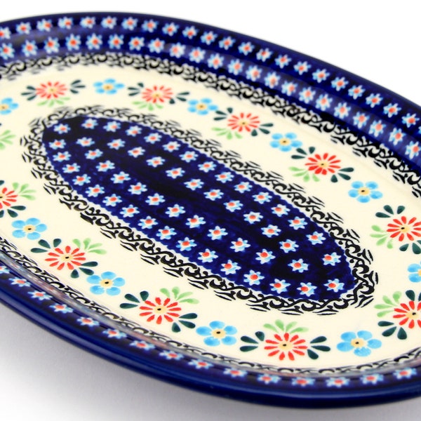 Polish Pottery Medium Oval Platter - 12" Length x 8" Width - by Zaklady Ceramiczne Boleslawiec Poland