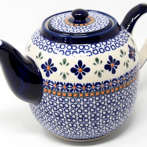 Polish Pottery Teapot from Boleslawiec - 2 Quarts Capacity
