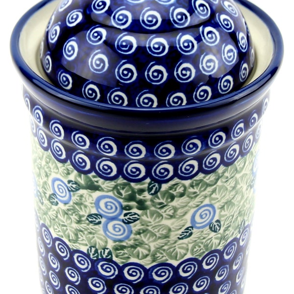 Polish Pottery Blue Serenity Swirls Medium Canister by Zaklady Ceramiczne Boleslawiec - 45 Oz.