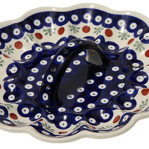 Deviled Egg Plate Polish Pottery from Zaklady in Nature Pattern