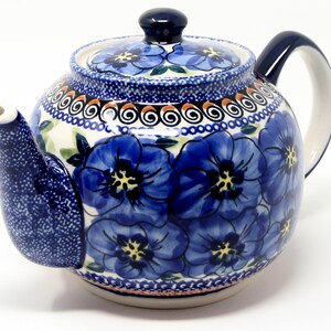 Teapot in Regal Bouquet Polish Pottery Pattern painted by Natalia Roznicka