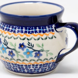 Mug 16 Ounces from Zaklady, Polish Pottery in Blue Blossom Pattern image 2