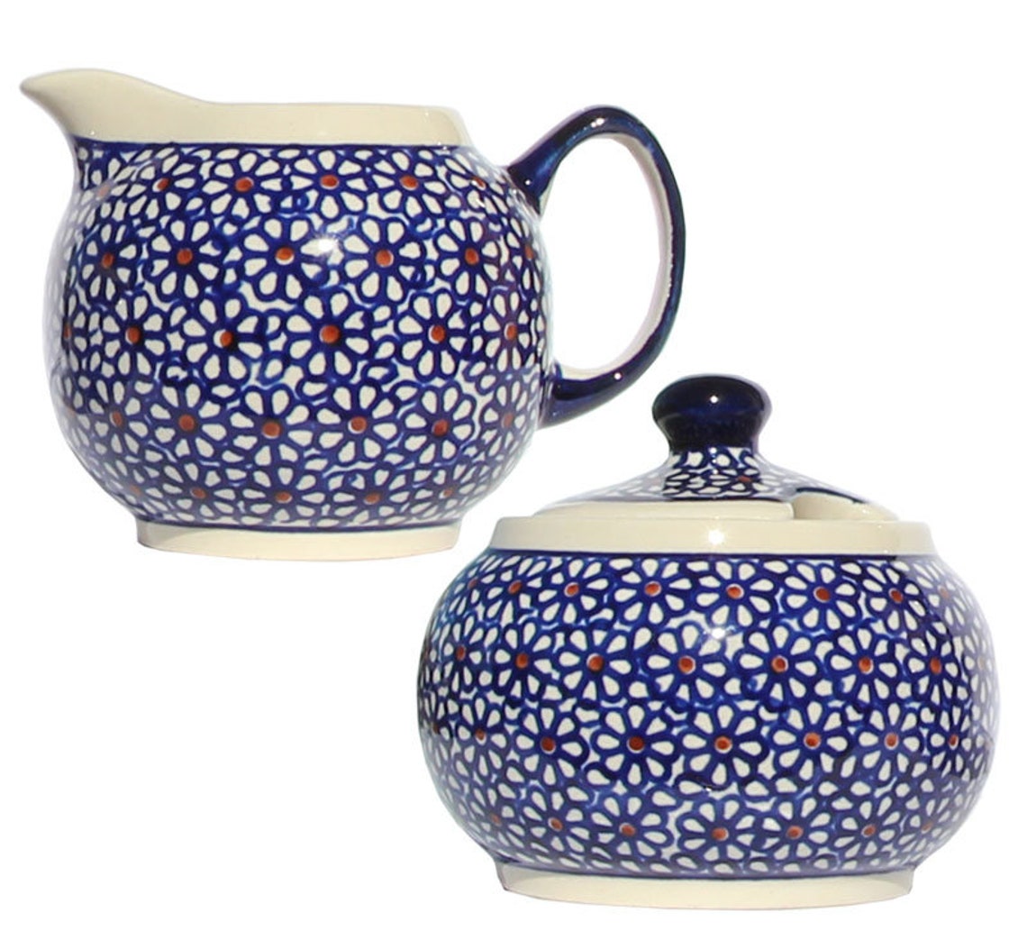 Sugar Bowl and Creamer Polish Pottery From Zaklady Etsy
