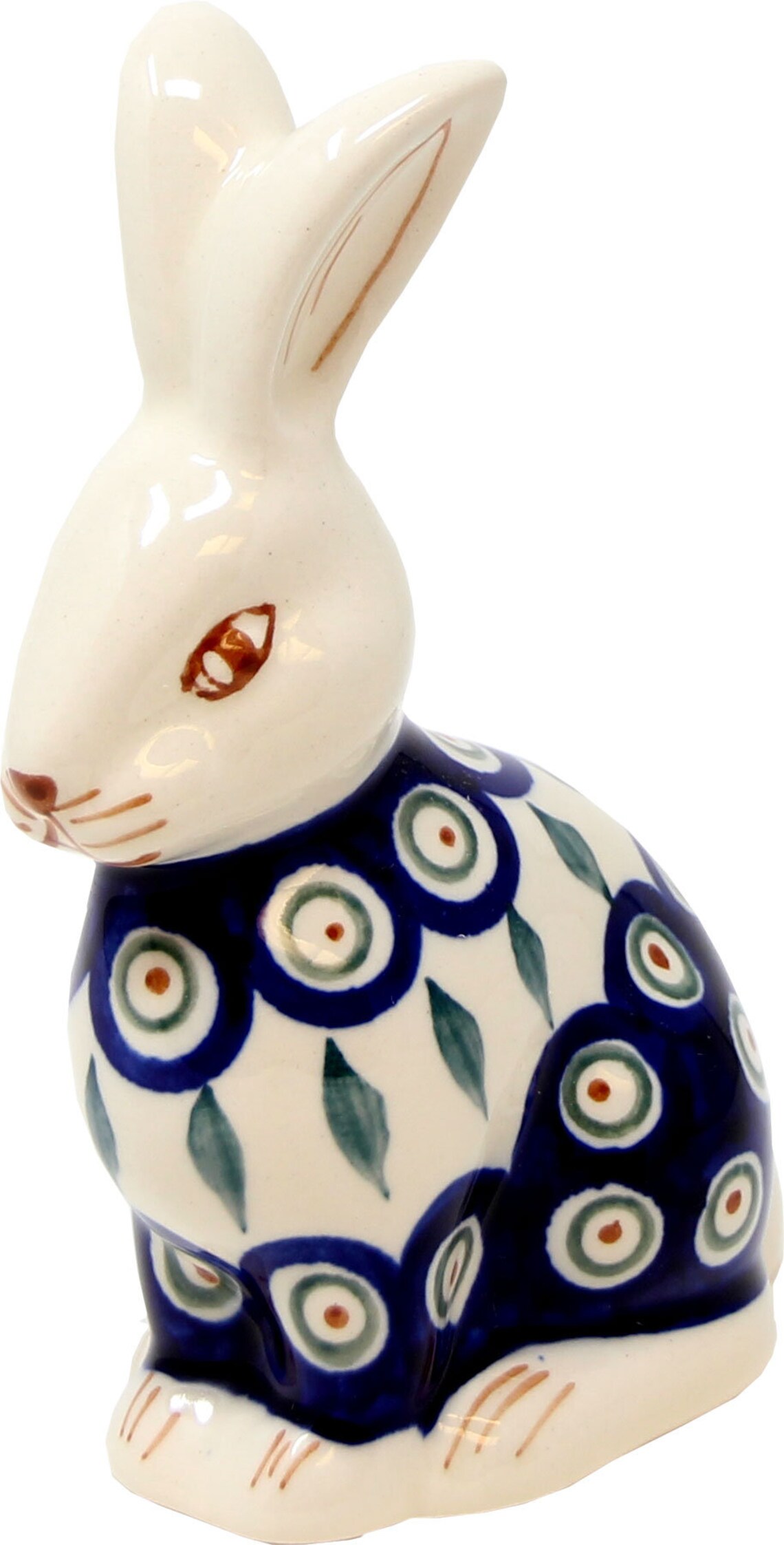 Bunny Rabbit Polish Pottery From Zaklady in Peacock Pattern Etsy UK