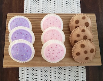 Set of two felt cookies fluffy imaginary play kids kitchen toddler play pretend play