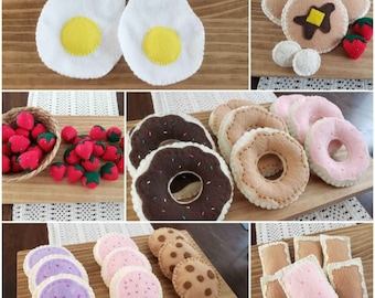 Felt food play set, imagination play, NVmade, affordable kitchen playset handmade hand stitched children’s pretend play