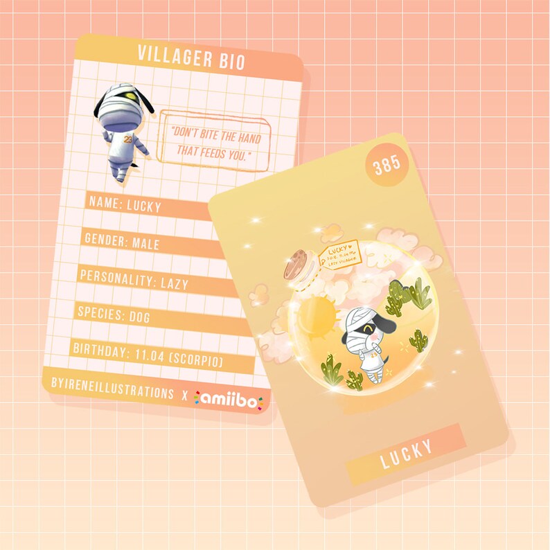 Lucky ACNH Amiibo Card NFC Custom Hand Drawn Art Etsy