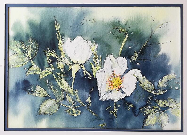 Learn to paint white Dog Roses in water colour by Claire Botterill with her video Tutorial
