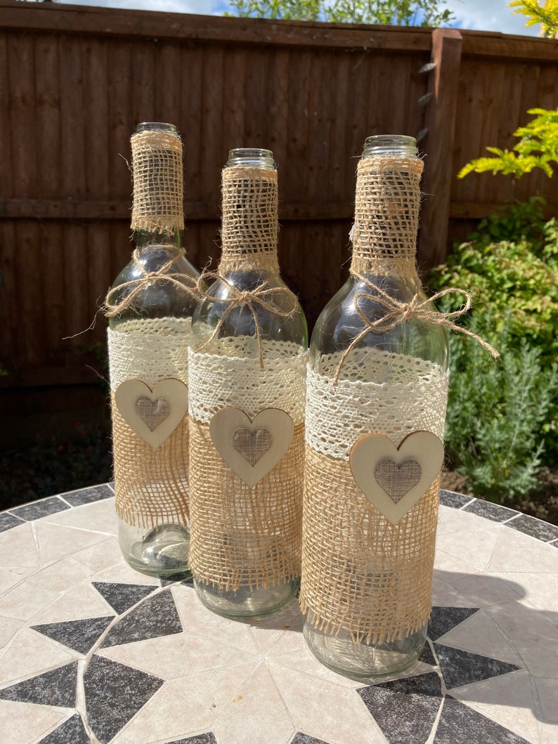 10 x Rustic wine bottles for wedding table decorations image 5