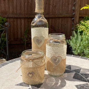 10 x Rustic wine bottles for wedding table decorations image 9