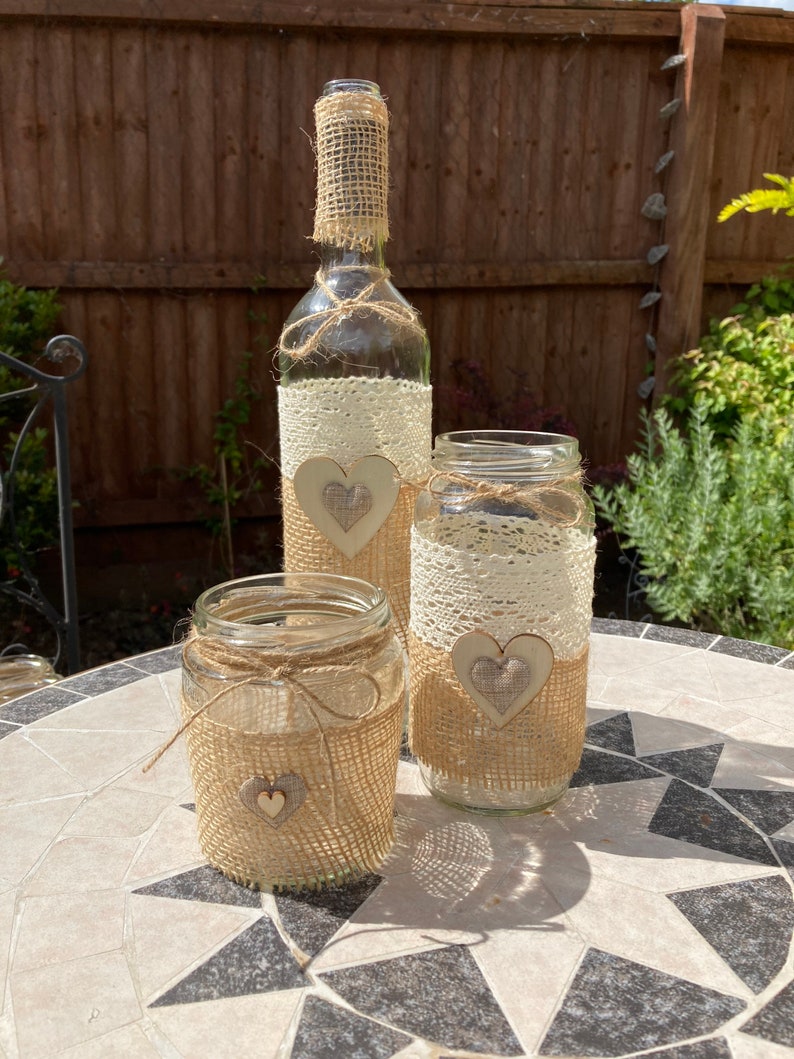 10 x Rustic wine bottles for wedding table decorations image 9