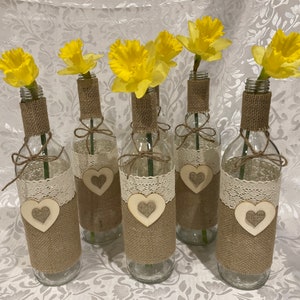 10 x Rustic wine bottles for wedding table decorations image 2