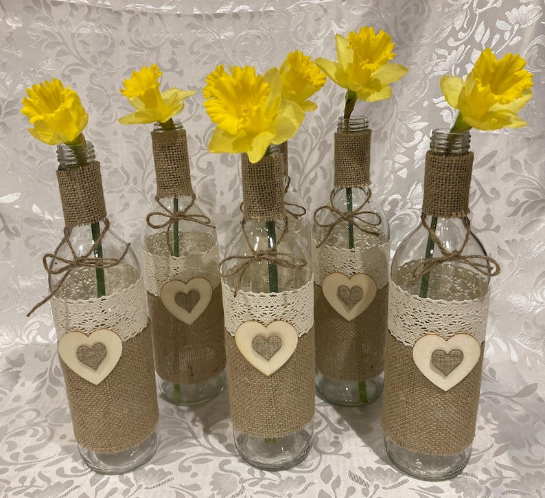 10 x Rustic wine bottles for wedding table decorations image 2