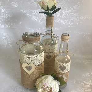 10 x Rustic wine bottles for wedding table decorations image 4