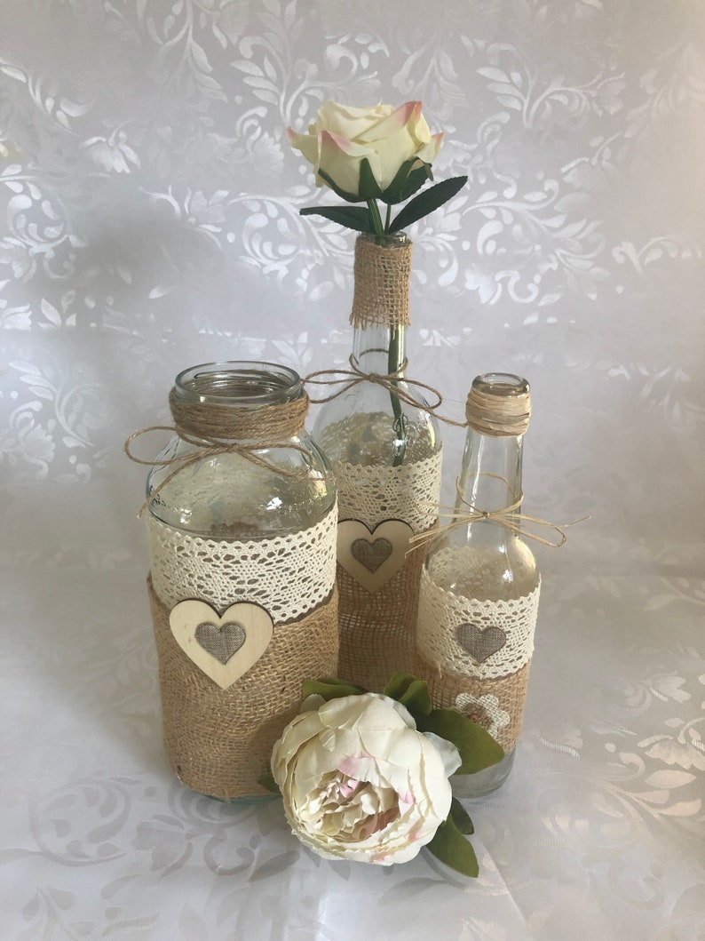 10 x Rustic wine bottles for wedding table decorations image 4