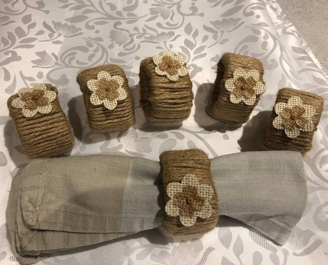 Set of 6 Rustic twine napkin rings perfect for a wedding Etsy