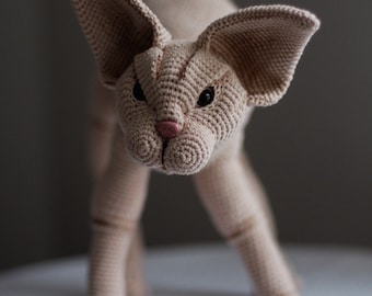 Crochet Cat Sphinx – Handmade Animal Decor