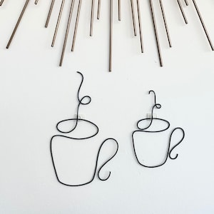 Tea Coffee Cup Wire Design Handmade- Cuppa, Mug, Kitchen Decor, Wire Wall Art, Teacup