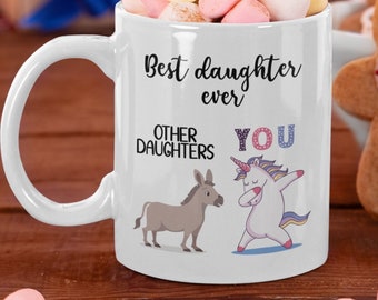Best Daughter Ever Unicorn Mug | Cute Birthday Gift for Daughter | Funny Daughter Birthday Gift | Cute Christmas Gift Mug