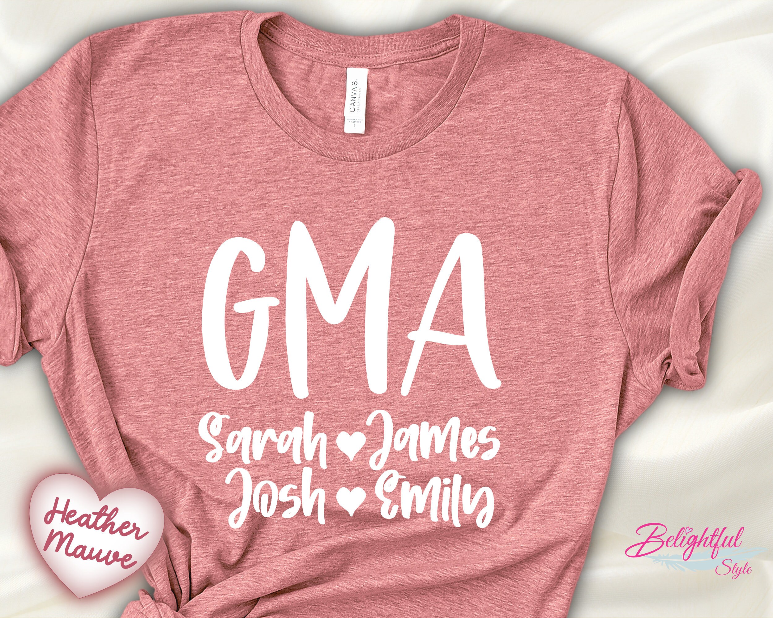 Personalized Gma Tshirt With Grandkids Names Gma Shirt Gift Etsy