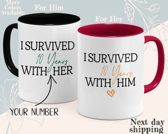 10th Anniversary Tin Mug: Personalized Wedding Keepsake Gift