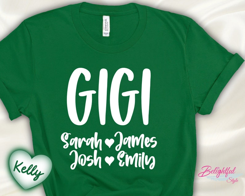 Personalized GIGI Tshirt With Grandkids Names GIGI Shirt Etsy