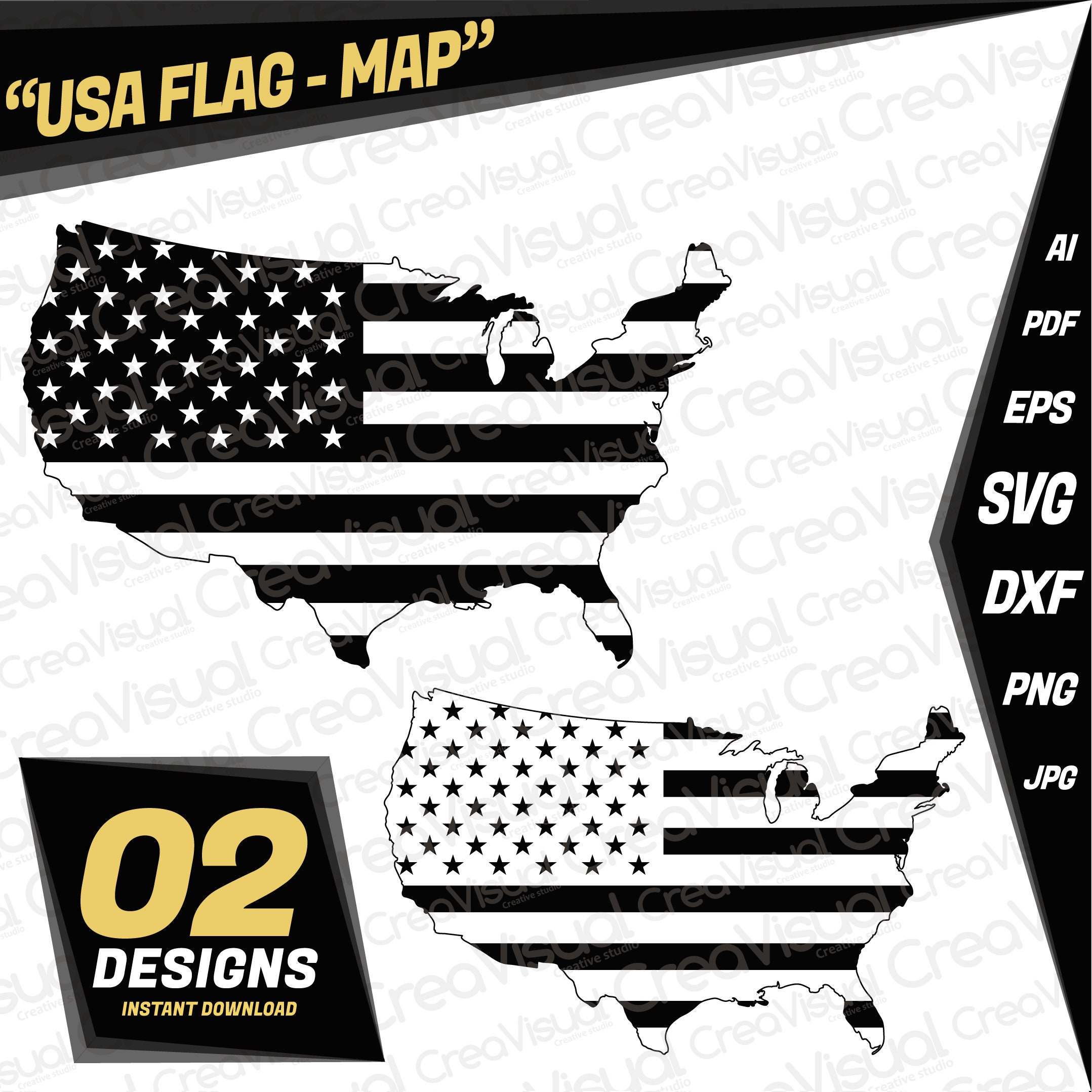 United States Flag Map Svgsilhouette United States Flag - Etsy UK