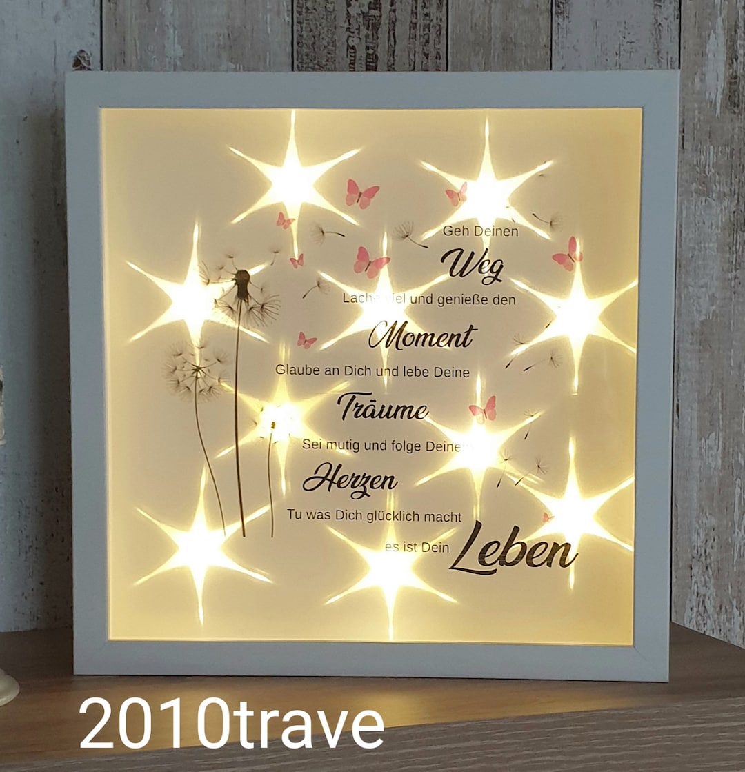 Bilderrahmen beleuchtet Geh deinen Weg...Pusteblume Bild Geschenk