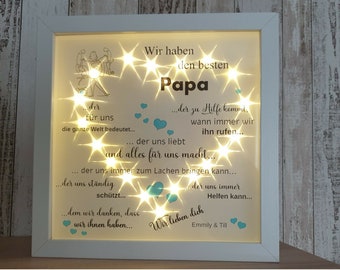 Bilderrahmen beleuchtet Papa Vater Geschenkidee Geburtstag Anlass Vatertag Leuchtbild LED Bild Personalisiert