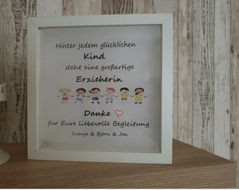Erzieherin Kindergarten Geschenk Tagesmutter Bilderrahmen LED beleuchtet Bild