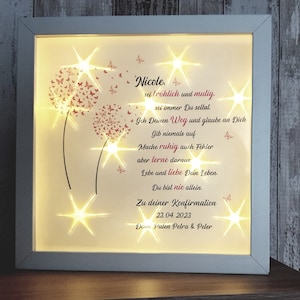 Confirmation Communion Youth Dedication Confirmation LED picture picture frame illuminated gift memory farewell birthday friends occasion dandelion