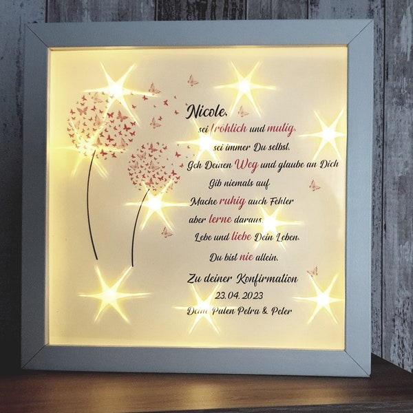 Confirmation Communion Youth Consecration Confirmation LED picture picture frame illuminated gift memory hearts light frame
