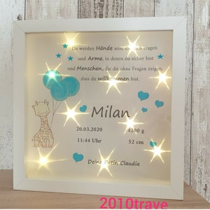 LED picture illuminated baby baptism birth stars animals giraffe zebra nursery gift birthday baby room balloons hearts occasion