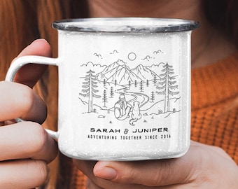 Dog Mom, Personalized Camp Mug, Hiking Woman, Dog Mom Gift, Custom Coffee Mug, Outdoor Camping Mug, Mountain Hiking Mug Scene