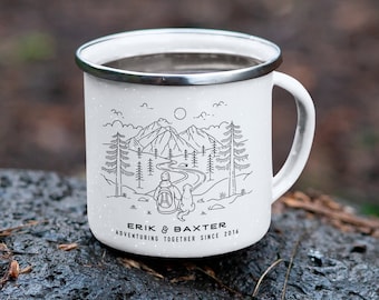 Dog Dad, Personalized Camp Mug, Hiking Man, Dog Dad Gift, Custom Coffee Mug, Outdoor Camping Mug, Mountain Hiking Mug Scene