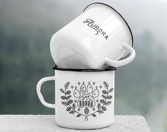 Dog Paw Personalized, Campfire Mug, Hiking Dog Lover, Fur Mama Gift, Custom Enamel Camp Mug, Dog Mom, Outdoor Camping Gifts