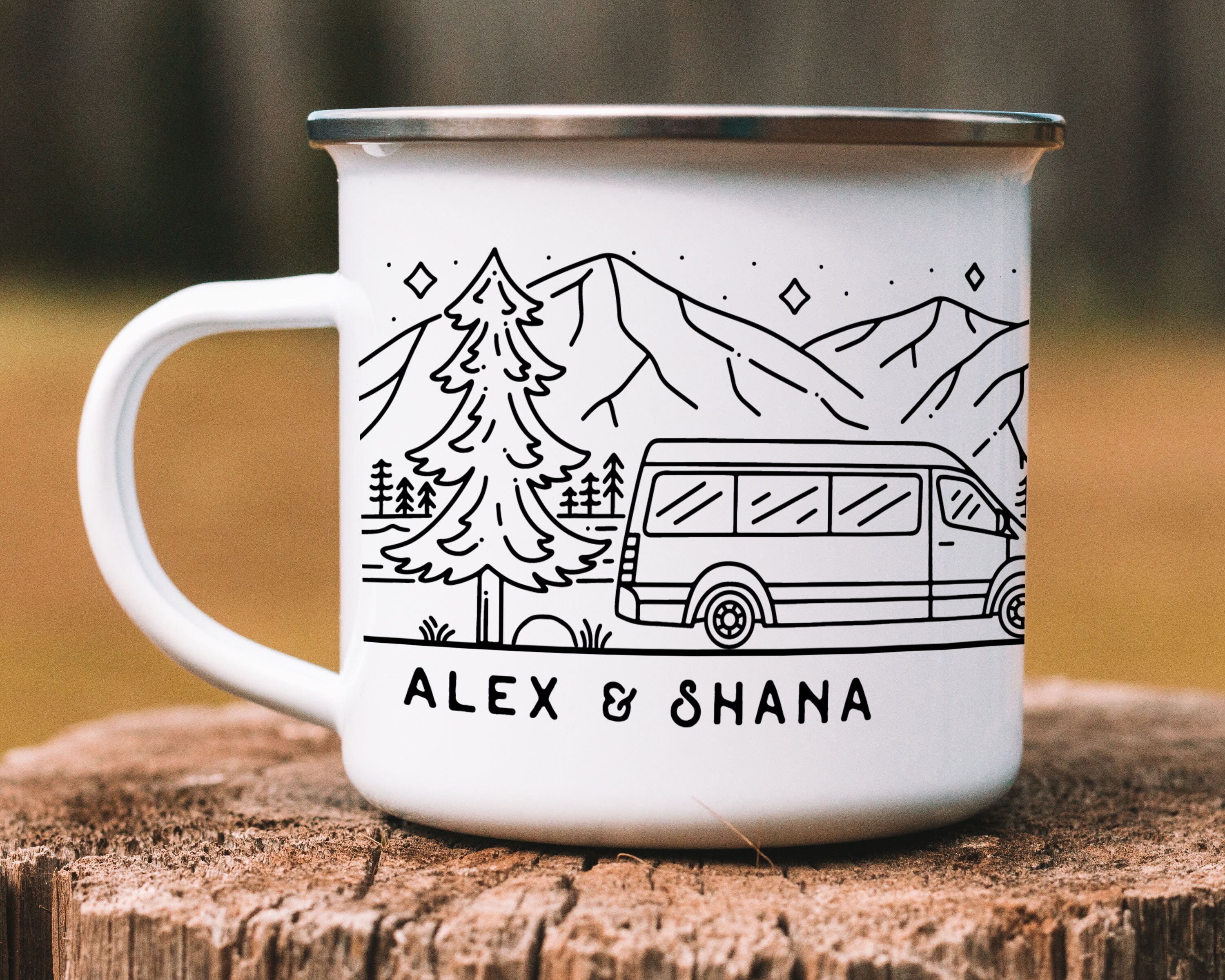 Camper Van Enamel Mug Personalized Vanlife Gift for Couples Etsy