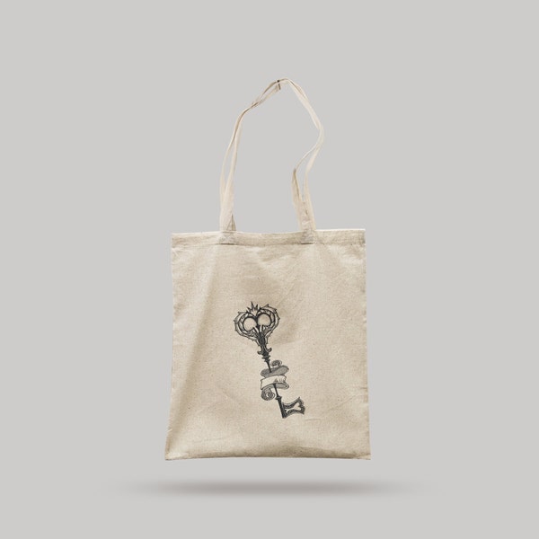Wonderland Key ToteBag, Alice in Wonderland inspired Vintage Bag, Minimalist Cotton Bag